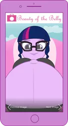 Size: 660x1211 | Tagged: suggestive, artist:buttonbuster, artist:mintydrop2013, derpibooru import, sci-twi, twilight sparkle, equestria girls, belly, belly button, big belly, breasts, busty twilight sparkle, erect nipples, female, looking at you, looking down, outie belly button, pregnant, pregnant equestria girls, solo, solo female, underbelly