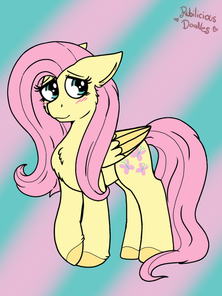 Size: 960x1280 | Tagged: safe, artist:emz2015, derpibooru import, part of a set, fluttershy, pegasus, pony, abstract background, blushing, chest fluff, explicit source, female, floppy ears, mare, solo