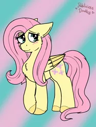 Size: 960x1280 | Tagged: safe, artist:emz2015, derpibooru import, part of a set, fluttershy, pegasus, pony, abstract background, blushing, chest fluff, explicit source, female, floppy ears, mare, solo