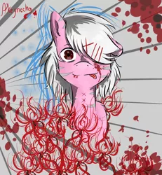 Size: 1558x1686 | Tagged: source needed, semi-grimdark, artist:yuris, derpibooru import, ponified, pony, blood, hair over one eye, looking at you, solo, suzuya juuzou, tokyo ghoul, tongue out