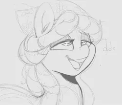 Size: 984x846 | Tagged: safe, artist:tre, derpibooru import, tree hugger, earth pony, pony, bandana, dialogue, dude, female, grayscale, lidded eyes, mare, monochrome, simple background, solo