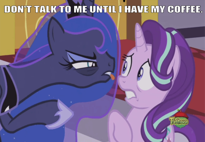 Size: 669x464 | Tagged: safe, derpibooru import, edit, edited screencap, editor:undeadponysoldier, screencap, princess luna, starlight glimmer, alicorn, unicorn, a royal problem, canterlot throne room, caption, every blank ever, every starbucks ever, female, image macro, mare, pointing, reference, relatable, scared, smosh, text, tired, tongue out, treehouse logo, youtube