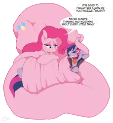 Size: 1500x1635 | Tagged: suggestive, artist:omnifelpur, derpibooru import, pinkie pie, twilight sparkle, lamia, original species, pony, coiling, coils, commission, constriction, dialogue, female, fetish, floppy ears, holding a pony, horn, hornjob, hypnosis, lamiafied, looking at each other, mare, open mouth, pinklamia pie, relaxed, relaxing, simple background, smiling, snug, species swap, speech bubble, teary eyes, tongue out, transparent background, word balloon