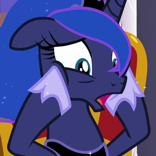 Size: 510x510 | Tagged: safe, derpibooru import, screencap, princess luna, alicorn, pony, a royal problem, cropped, female, floppy ears, hooves on cheeks, mare, open mouth, solo