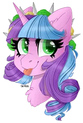 Size: 2012x2987 | Tagged: safe, artist:sk-ree, derpibooru import, oc, oc:ivy lush, pony, unicorn, bust, female, mare, portrait, simple background, solo, tongue out, transparent background