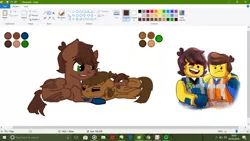 Size: 1280x720 | Tagged: safe, artist:emmetbrickowskixrexdangervest, derpibooru import, oc, oc:max brickowski, ponified, pegasus, pony, 1000 hours in ms paint, baby, baby pony, crossover, emmet brickowski, gay, lego, magical gay spawn, male, ms paint, offspring, parent:emmet brickowski, parent:rex dangervest, rex dangervest, self ponidox, selfcest, shipping, spoilers for another series, the lego movie, the lego movie 2: the second part, wip