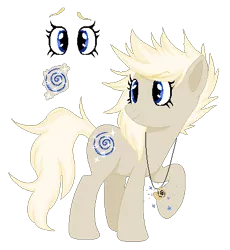 Size: 411x447 | Tagged: safe, artist:lynxxit, artist:selenaede, derpibooru import, oc, oc:time turner, unofficial characters only, earth pony, pony, base used, bio in the source, cutie mark, female, jewelry, mare, necklace, next generation, offspring, parent:derpy hooves, parent:doctor whooves, parents:doctorderpy, raised hoof, reference sheet, simple background, solo, transparent background