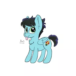 Size: 1400x1400 | Tagged: safe, artist:rosebush, derpibooru import, oc, oc:star streak, unofficial characters only, pony, full body, happy, mlem, silly, smiling, solo, tongue out