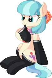 Size: 5395x8023 | Tagged: safe, artist:cyanlightning, derpibooru import, coco pommel, earth pony, pony, .svg available, absurd resolution, clothes, cross-eyed, ear fluff, female, mare, simple background, sitting, smiling, socks, solo, transparent background, vector