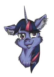 Size: 2480x3508 | Tagged: safe, artist:avafury, derpibooru import, twilight sparkle, pony, bust, cheek fluff, ear fluff, eyebrows visible through hair, female, floppy ears, fluffy, lidded eyes, looking at you, mare, simple background, smiling, solo, transparent background