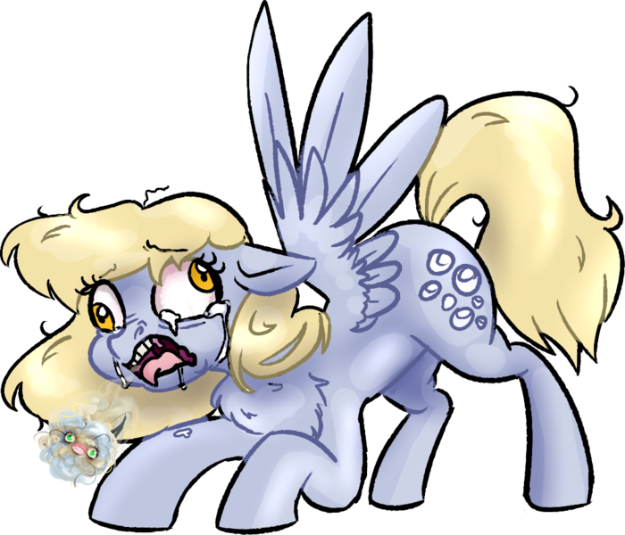 Size: 1003x860 | Tagged: safe, artist:sierra flyer, derpibooru import, derpy hooves, pegasus, pony, crying, derp, fluffy, gross, hairball, wat, wings