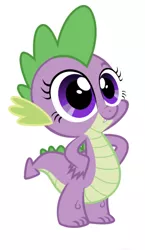 Size: 750x1292 | Tagged: adorable face, alternate eye color, baby, baby dragon, barb, barbabetes, cute, derpibooru import, dragon, edit, editor:undeadponysoldier, eye, eyelashes, eyes, face swap, faic, female, meme, rule 63, rule63betes, safe, simple background, smiling, solo, special eyes, spike, wat, white background