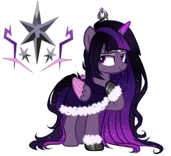 Size: 2700x2450 | Tagged: safe, artist:gihhbloonde, artist:meimisuki, derpibooru import, oc, unofficial characters only, alicorn, pony, alicorn oc, base used, female, horn, mare, offspring, parent:king sombra, parent:twilight sparkle, parents:twibra, simple background, solo, transparent background, wings