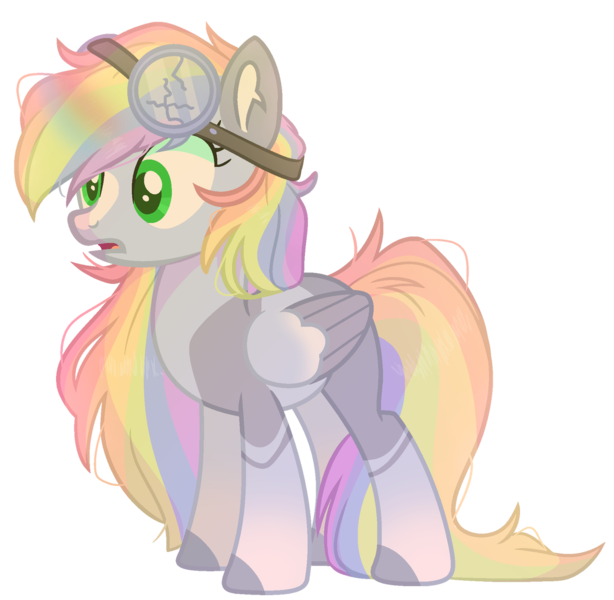 Size: 1280x1251 | Tagged: safe, artist:meimisuki, artist:xmelodyskyx, derpibooru import, oc, oc:rocket dust, pegasus, pony, base used, colored hooves, female, goggles, mare, multicolored hair, rainbow hair, simple background, solo, transparent background