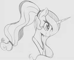 Size: 1131x915 | Tagged: safe, artist:tre, derpibooru import, princess cadance, alicorn, pony, bust, female, grayscale, mare, monochrome, ponytail, simple background, solo