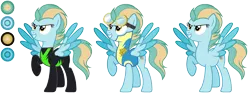 Size: 4472x1728 | Tagged: safe, artist:diamond-chiva, derpibooru import, oc, oc:tornado blitz, pegasus, pony, clothes, female, mare, offspring, parent:lightning dust, parent:thunderlane, parents:thunderdust, simple background, solo, transparent background, uniform, washouts uniform, wonderbolt trainee uniform