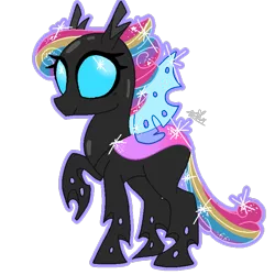 Size: 768x768 | Tagged: artist:awoomarblesoda, changeling, changeling oc, derpibooru import, female, oc, oc:confectionery, pink changeling, raised hoof, safe, simple background, solo, transparent background