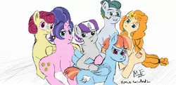 Size: 2484x1200 | Tagged: safe, artist:multi-faceted, derpibooru import, cloudy quartz, cookie crumbles, pear butter, posey shy, twilight velvet, windy whistles, pony, female, mom six, mother