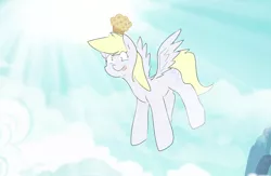 Size: 1244x809 | Tagged: safe, artist:c0pter, derpibooru import, derpy hooves, pegasus, pony, food, muffin, solo