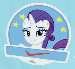 Size: 488x454 | Tagged: safe, derpibooru import, screencap, rarity, pony, unicorn, she's all yak, animated, approval, cropped, gif, one eye closed, solo, stamp of approval, wink