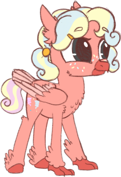 Size: 411x601 | Tagged: artist:cottoncandydeer, base used, chest fluff, classical hippogriff, derpibooru import, female, filly, hippogriff, hybrid, interspecies offspring, magical lesbian spawn, oc, oc:confetti, offspring, parent:pinkie pie, parent:princess skystar, parents:skypie, safe, simple background, solo, transparent background