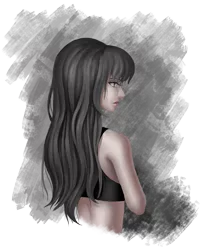 Size: 801x977 | Tagged: artist:amarthgul, clothes, derpibooru import, human, humanized, octavia melody, safe, simple background, solo, sports bra, transparent background