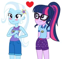 Size: 1024x974 | Tagged: safe, derpibooru import, edit, sci-twi, trixie, twilight sparkle, equestria girls, legend of everfree, camp everfree outfits, female, lesbian, sci-twixie, shipping, twixie