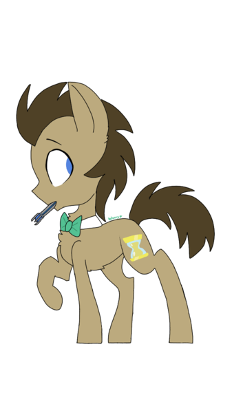 Size: 674x1200 | Tagged: safe, artist:blurry-kun, derpibooru import, doctor whooves, time turner, pony, chest fluff, cute, doctor who, doctorbetes, ear fluff, male, mouth hold, no pupils, profile, simple background, solo, sonic screwdriver, stallion, transparent background