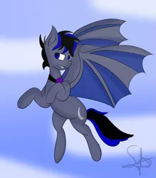 Size: 1133x1293 | Tagged: safe, artist:shyni-moon-sparkle, derpibooru import, oc, oc:stelkhavolk, unofficial characters only, bat pony, pony, bat pony oc, bat wings, flying, male, solo, stallion, wings