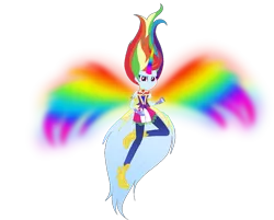 Size: 1203x965 | Tagged: safe, artist:painterede, artist:rainbow15s, derpibooru import, rainbow dash, human, equestria girls, clothes, colored wings, daydream-ified, fingerless gloves, gloves, horn, horned humanization, humanized, leggings, multicolored wings, rainbow wings, shoes, simple background, solo, transparent background, wings