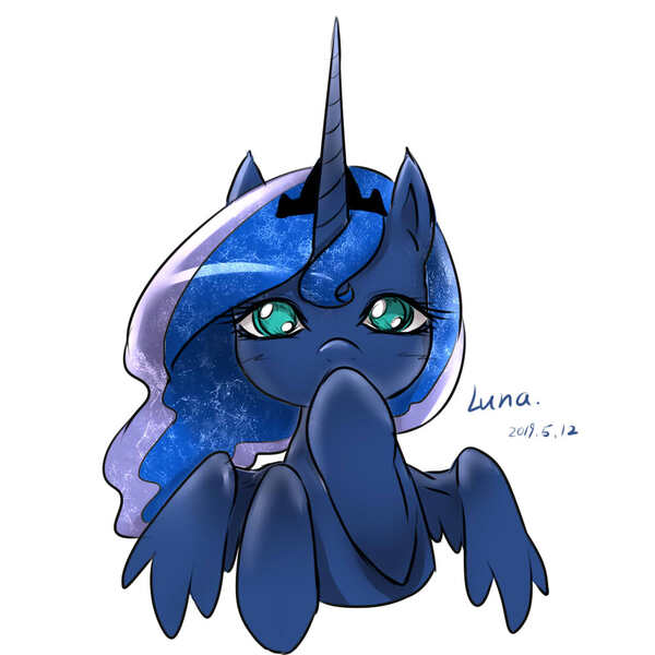 Size: 1000x1000 | Tagged: safe, artist:roya, derpibooru import, princess luna, alicorn, pony, colored pupils, crown, cute, female, jewelry, lunabetes, mare, regalia, solo