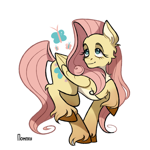 Size: 2706x2706 | Tagged: safe, artist:gaypompeii, derpibooru import, fluttershy, pegasus, pony, female, lidded eyes, mare, pale belly, simple background, smiling, solo, unshorn fetlocks, white background