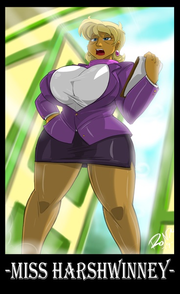 Size: 4226x6887 | Tagged: absurd resolution, artist:shonuff44, big breasts, breasts, busty ms. harshwhinny, clipboard, clothes, commission, cougar, derpibooru import, door, female, grammar error, huge breasts, human, humanized, legs, miniskirt, misspelling, ms. harshwhinny, open mouth, pantyhose, paper, ponyville schoolhouse, safe, sexy, side slit, skirt, skirt suit, solo, stupid sexy ms. harshwhinny, suit, thighs