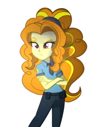 Size: 900x1100 | Tagged: safe, artist:wubcakeva, derpibooru import, adagio dazzle, equestria girls, casual, clothes, crossed arms, female, human adagio, pants, police officer, simple background, solo, transparent background