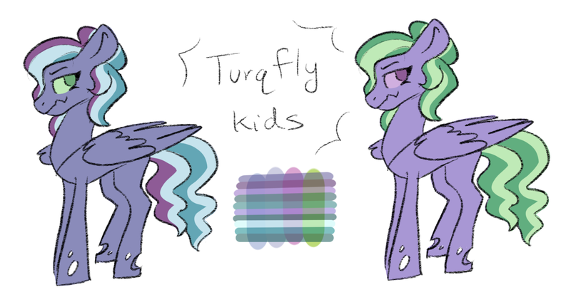 Size: 1709x906 | Tagged: safe, artist:randomdoesthings, derpibooru import, oc, oc:athena, oc:poison ivy, unofficial characters only, pony, kindverse, magical lesbian spawn, offspring, parent:oc:firefly, parent:oc:turquoise edge, parents:oc x oc, simple background, white background