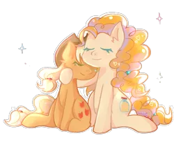 Size: 1200x1000 | Tagged: safe, alternate version, artist:whiskyice, derpibooru import, applejack, pear butter, earth pony, pony, background removed, eyes closed, female, mare, mother and child, mother and daughter, simple background, transparent background