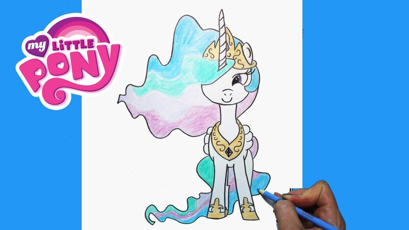 Size: 1280x720 | Tagged: safe, derpibooru import, princess celestia, alicorn, pony, unicorn, art, crown, jewelry, my little pony, my little pony logo, pencil, regalia, simple background