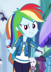 Size: 735x1041 | Tagged: safe, derpibooru import, screencap, fleur-de-lis, ginger owlseye, rainbow dash, equestria girls, equestria girls series, run to break free, spoiler:eqg series (season 2), adorasexy, beautiful, cropped, cute, dashabetes, geode of super speed, lip bite, looking at you, magical geodes, sexy, slow motion, solo, solo focus