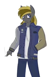 Size: 3030x4390 | Tagged: safe, artist:exvius, derpibooru import, oc, oc:brimhardt, anthro, earth pony, chad, cigarette, clothes, cool, jacket, jeans, leather jacket, looking at you, pants, solo, white shirt