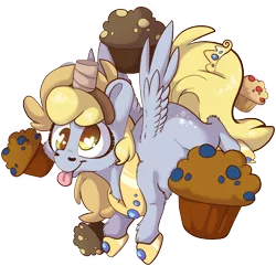 Size: 4332x4180 | Tagged: safe, artist:cutepencilcase, derpibooru import, derpy hooves, pegasus, pony, absurd resolution, colored pupils, crown, fake horn, food, heart eyes, jewelry, muffin, princess derpy, regalia, simple background, smiling, solo, toilet paper roll, toilet paper roll horn, tongue out, transparent background, wingding eyes