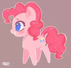 Size: 3039x2918 | Tagged: dead source, safe, artist:choyamy, derpibooru import, pinkie pie, earth pony, pony, chest fluff, cute, diapinkes, dock, female, heart eyes, high res, mare, no pupils, profile, signature, smiling, solo, wingding eyes