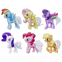 Size: 600x600 | Tagged: safe, derpibooru import, applejack, fluttershy, pinkie pie, rainbow dash, rarity, twilight sparkle, twilight sparkle (alicorn), alicorn, earth pony, pegasus, pony, unicorn, rainbow roadtrip, colored wings, female, mane six, mare, multicolored wings, rainbow wings, toy, white tail, wing bling, wings