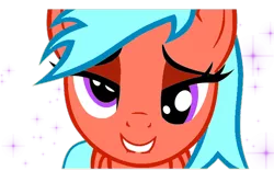 Size: 680x425 | Tagged: safe, derpibooru import, edit, editor:undeadponysoldier, oc, oc:echristian, unofficial characters only, pegasus, pony, bedroom eyes, derp, eyelashes, female, lip bite, looking at you, mare, recolor, simple background, solo, sparkles, white background