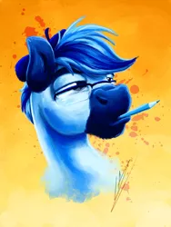 Size: 1920x2560 | Tagged: safe, artist:lupiarts, derpibooru import, oc, oc:snoopy stallion, unofficial characters only, pony, bust, contrast, cute, digital art, grumpy, painting, pencil, portrait, save, snobby