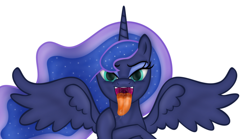 Size: 8600x4838 | Tagged: suggestive, artist:emu34b, derpibooru import, princess luna, pony, absurd resolution, drool, female, mawshot, open mouth, simple background, solo, solo female, teeth, tongue out, transparent background, vector