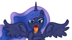 Size: 8600x4838 | Tagged: suggestive, artist:emu34b, derpibooru import, princess luna, pony, absurd resolution, drool, female, mawshot, open mouth, simple background, solo, solo female, teeth, tongue out, transparent background, vector