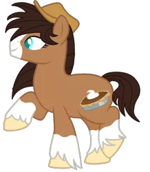 Size: 1182x1355 | Tagged: safe, artist:musical-medic, derpibooru import, oc, oc:pecan pie, earth pony, pony, base used, female, hat, magical gay spawn, mare, offspring, parent:big macintosh, parent:troubleshoes clyde, parents:troublemac, simple background, solo, transparent background