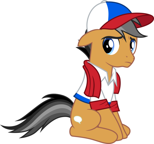 Size: 3210x3000 | Tagged: safe, artist:cloudyglow, derpibooru import, quibble pants, earth pony, pony, common ground, .ai available, cap, clothes, cute, hat, high res, male, pouty, quibblebetes, sad, sadorable, simple background, sitting, solo, transparent background, vector