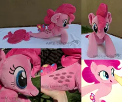 Size: 2382x2012 | Tagged: artist:plushbyanto, derpibooru import, edit, edited screencap, female, fins, front view, irl, lying down, mare, minky, my little pony: the movie, photo, pinkie pie, plushie, profile, race swap, safe, scales, screencap, seaponified, seapony (g4), seapony pinkie pie, smiling, solo, species swap, tail fin, toy