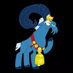 Size: 1600x1600 | Tagged: bad end, bell, black background, cloven hooves, crown, derpibooru import, grogar, jewelry, male, ram, regalia, safe, sheep, simple background, solo, spoiler:s09